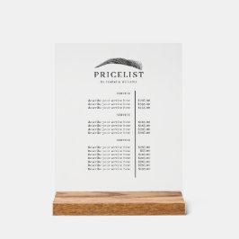 Minimal Elegant Eyebrow Salon Pricelist Acrylschild