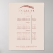 Minimal Elegant Eyebrow Salon Pricelist Poster (Vorne)