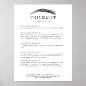 Minimal Elegant Eyebrow Salon Pricelist Poster (Vorne)