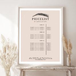 Minimal Elegant Eyebrow Salon Pricelist Poster
