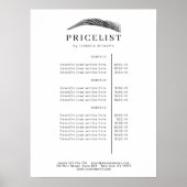 Minimal Elegant Eyebrow Salon Pricelist Poster (Vorne)