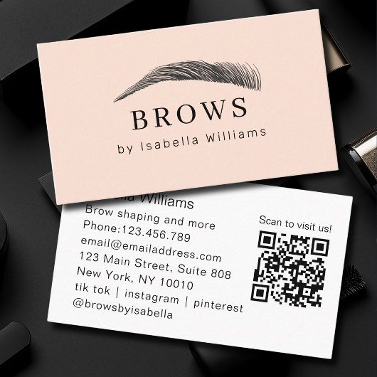 Minimal Elegant Eyebrow Salon QR-Code Visitenkarte
