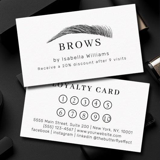 Minimal Elegant Eyebrow Salon Salon Loyalty Visitenkarte