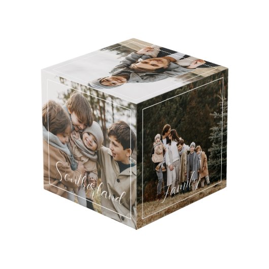 Minimal & elegant Familienskriptkollektion Würfel (Rückseite Schrägansicht)