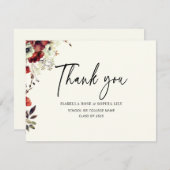 Minimal Elegant Floral Double Twins Abschluss Dankeskarte (Vorne/Hinten)