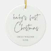 Minimal Elegant Foto Baby's First Christmas Keramik Ornament (Vorne)