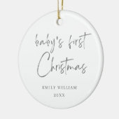 Minimal Elegant Foto Baby's First Christmas Keramik Ornament (Links)