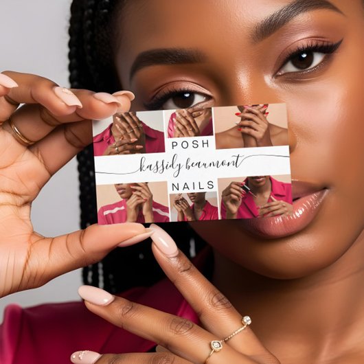 Minimal Elegant Foto Collage Calligraphy QR Code Visitenkarte