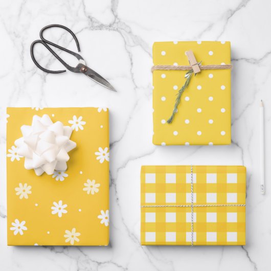 Minimal Elegant Gelbe Frühlingsfest Ostern Geschenkpapier Set (Vorderseite)