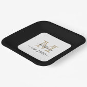 Minimal Elegant Gold Monogram Family Year Est. Pappteller (Gewinkelt)