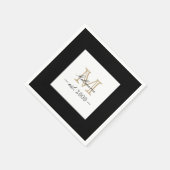 Minimal Elegant Gold Monogram Family Year Est. Serviette (Ecke)