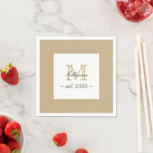 Minimal Elegant Gold Monogram Family Year Est. Serviette (Beispiel)