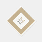 Minimal Elegant Gold Monogram Family Year Est. Serviette (Ecke)