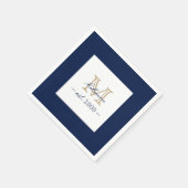 Minimal Elegant Gold Monogram Family Year Est. Serviette (Ecke)