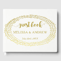 Minimal Elegant Gold Wreath Wedding Gästebuch
