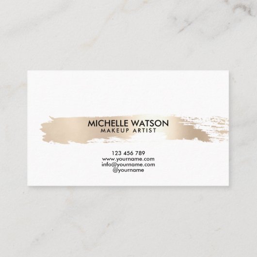 Minimal Elegant Goldrausch Schlaganfall Visitenkarte (Rückseite)