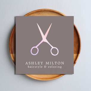 Minimal Elegant Grauschere Rose Haarbylist Quadratische Visitenkarte