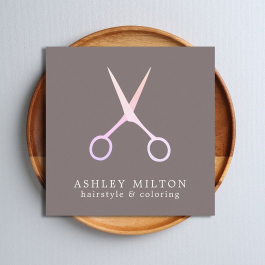 Minimal Elegant Grauschere Rose Haarbylist Quadratische Visitenkarte