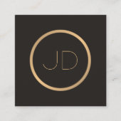 Minimal Elegant Gray Imitate Gold Monogram Attorne Quadratische Visitenkarte (Vorderseite)