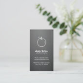 Minimal Elegant Gray White Apple Teacher Visitenkarte (Stehend Vorderseite)
