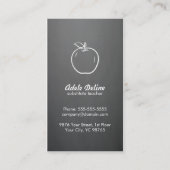 Minimal Elegant Gray White Apple Teacher Visitenkarte (Vorderseite)