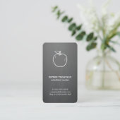 Minimal Elegant Gray White Apple Teacher Visitenkarte (Stehend Vorderseite)