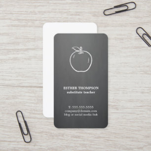 Minimal Elegant Gray White Apple Teacher  Visitenkarte