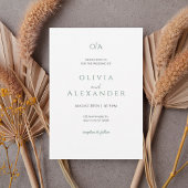 Minimal Elegant Green Monogram Wedding Invitation Einladung