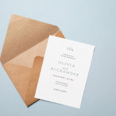 Minimal Elegant Green Monogram Wedding Invitation Einladung