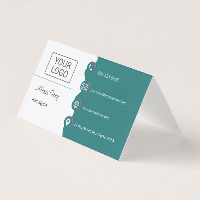 Minimal Elegant Green Pink Hair Stylist  (Vorderseite)