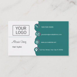 Minimal Elegant Green Pink Hair Stylist  Visitenkarte
