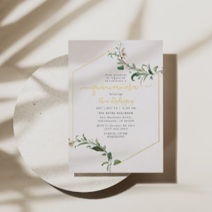 Minimal Elegant Grüne Flora Quinceñera Gold Folieneinladung