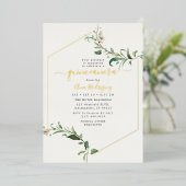 Minimal Elegant Grüne Flora Quinceñera Gold Folieneinladung (Stehend vorne)