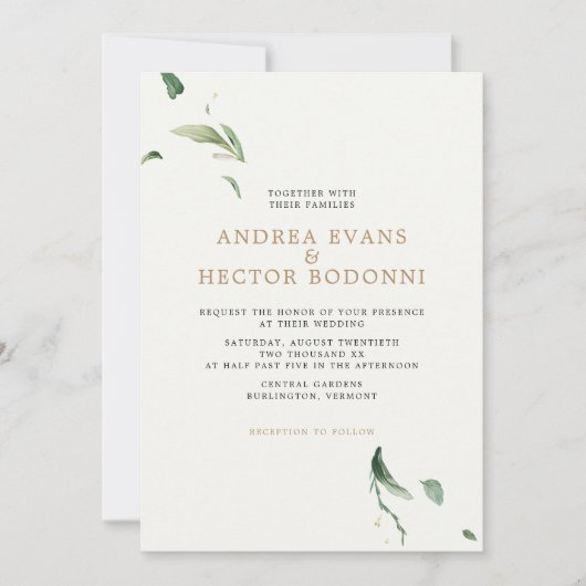 Minimal Elegant Grüne Hochzeit Einladung (Vorderseite)