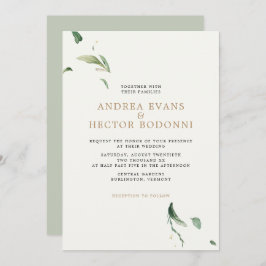 Minimal Elegant Grüne Hochzeit Einladung