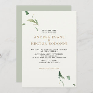 Minimal Elegant Grüne Hochzeit Einladung
