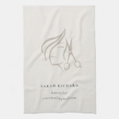 Minimal Elegant Haarstylist Elfenbeinhaarschere Geschirrtuch (Vertikal)