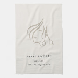 Minimal Elegant Haarstylist Elfenbeinhaarschere Geschirrtuch
