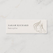 Minimal Elegant Haarstylist Elfenbeinhaarschere Mini Visitenkarte (Vorderseite)