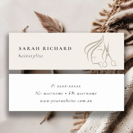 Minimal Elegant Haarstylist Elfenbeinhaarschere Mini Visitenkarte