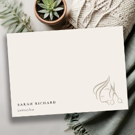 Minimal Elegant Haarstylist Elfenbeinhaarschere Mitteilungskarte