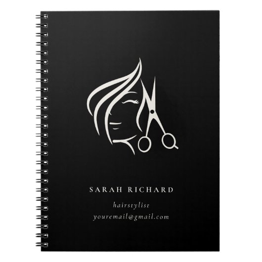 Minimal Elegant Haarstylist Elfenbeinhaarschere Notizblock (Vorderseite)