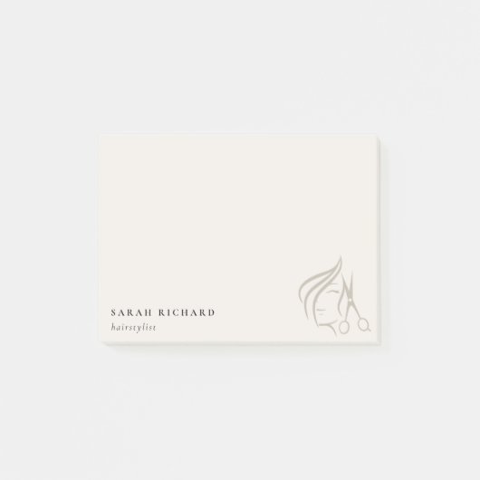 Minimal Elegant Haarstylist Elfenbeinhaarschere Post-it Klebezettel (Vorderseite)