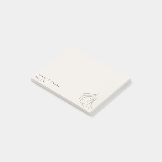 Minimal Elegant Haarstylist Elfenbeinhaarschere Post-it Klebezettel (angewinkelt)