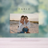 Minimal Elegant Hochzeitsskript-Foto-Tischnummer Acrylschild (Neutral)