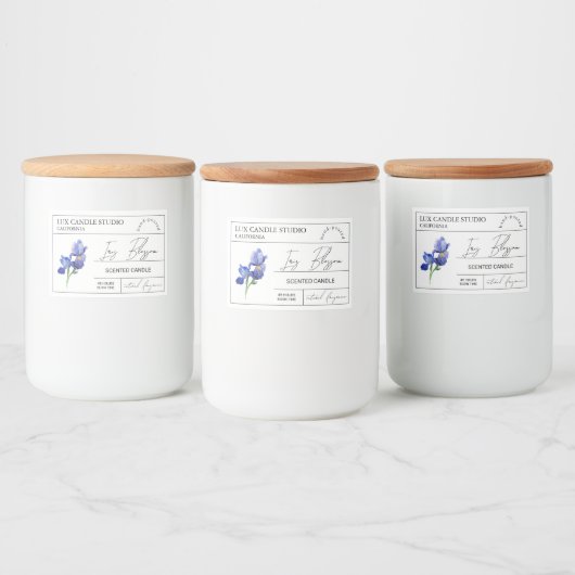 Minimal Elegant Iris Candle Jar Label Lebensmitteletikett (Flaschen)