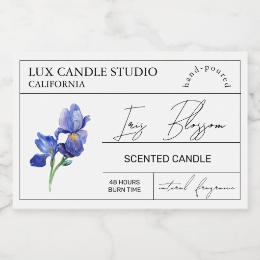 Minimal Elegant Iris Candle Jar Label Lebensmitteletikett (Einzelnes Label)