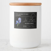 Minimal Elegant Iris Candle Jar Label Lebensmitteletikett (Vorderseite)