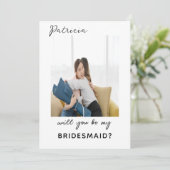 Minimal Elegant Ivory Bridesmaid Vorschlag Card Einladung (Stehend Vorderseite)
