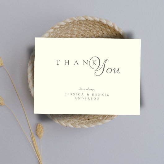 Minimal Elegant Ivory Typografy Script Hochzeit Dankeskarte